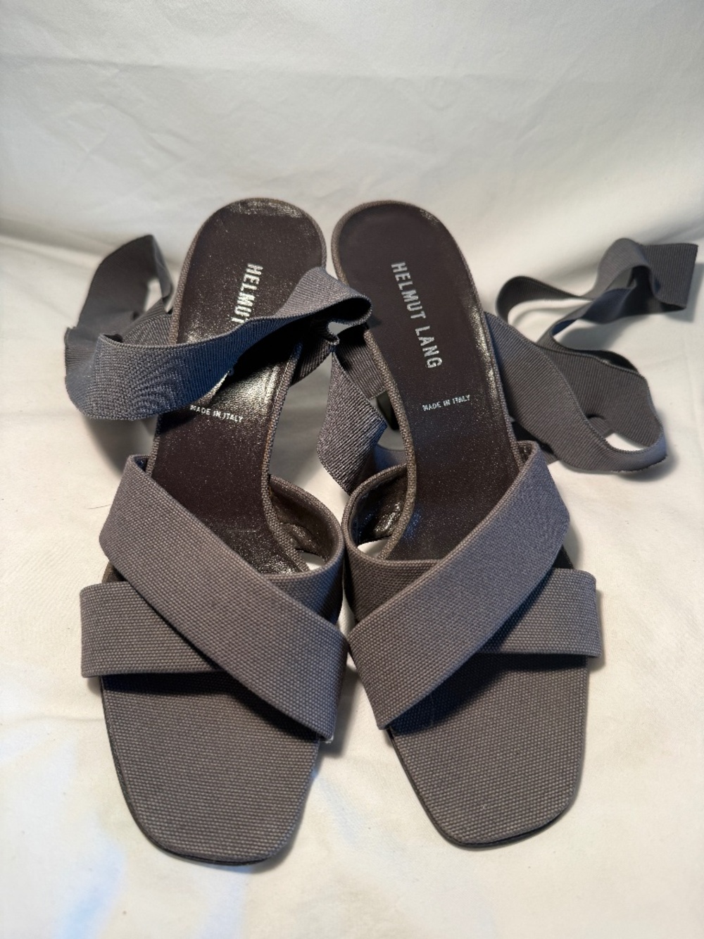 Helmut Lang Gray Elastic Wrap Heels Size 39